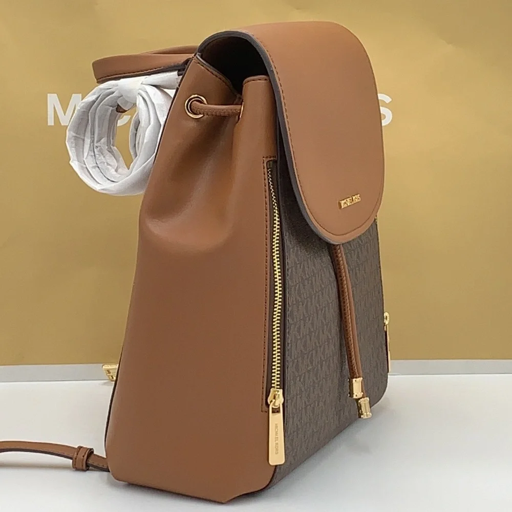 MICHAEL KORS PHOEBE MEDIUM DRAWSTRING BACKPACK BROWN SIGNATURE COLOR